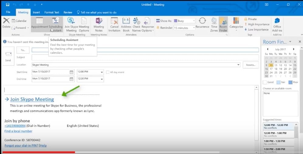 create a meeting invitation in skype for business meeting invite template outlook